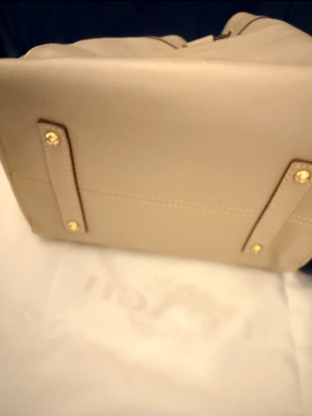 Dooney and Bourke Florentine Leather Hattie Drawstring Bucket Bag in light Taupe - Picture 4 of 4